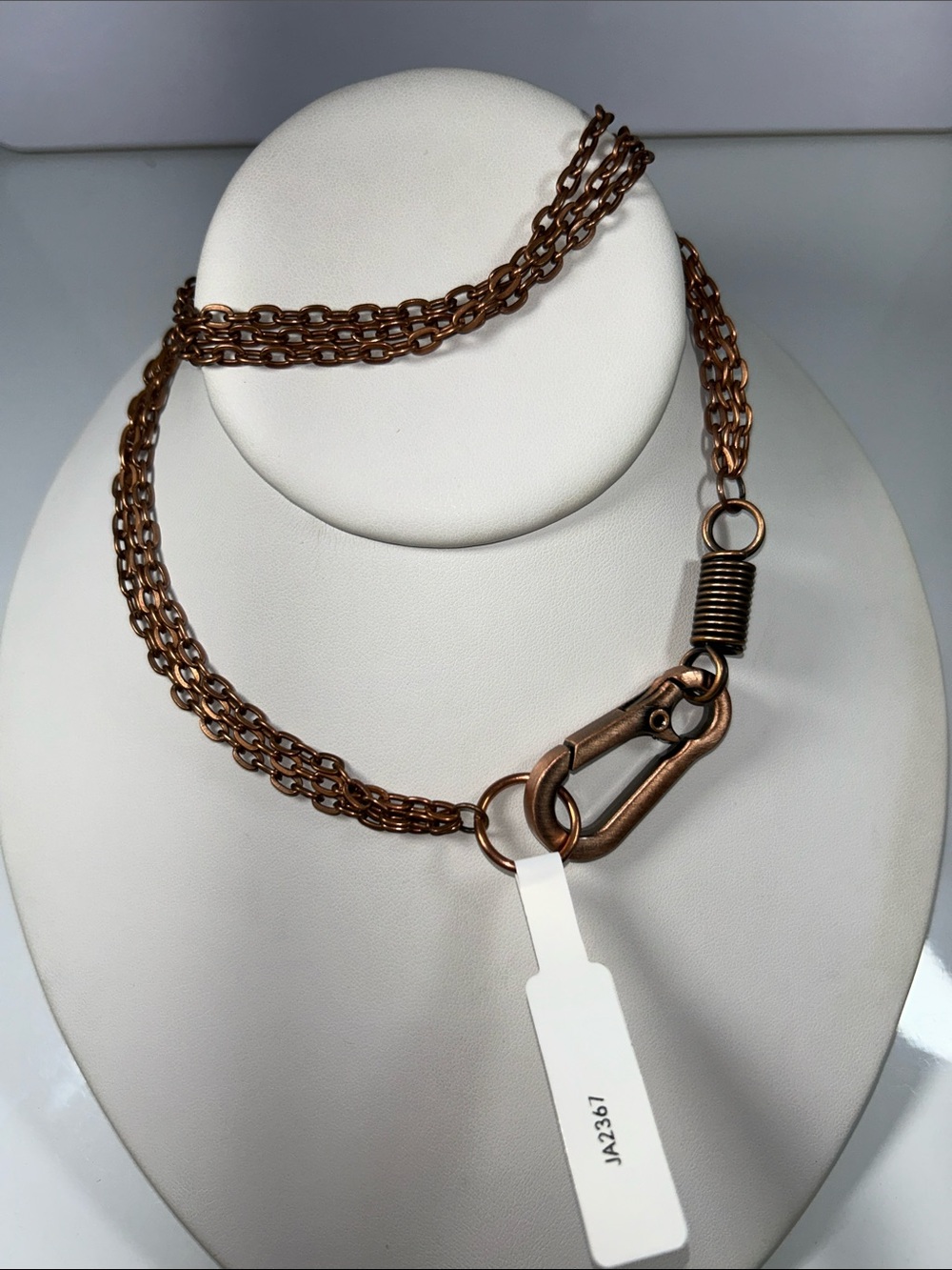 Handmade Extremely Large Solid Copper 3 Strand Badge Tool Holder Necklace